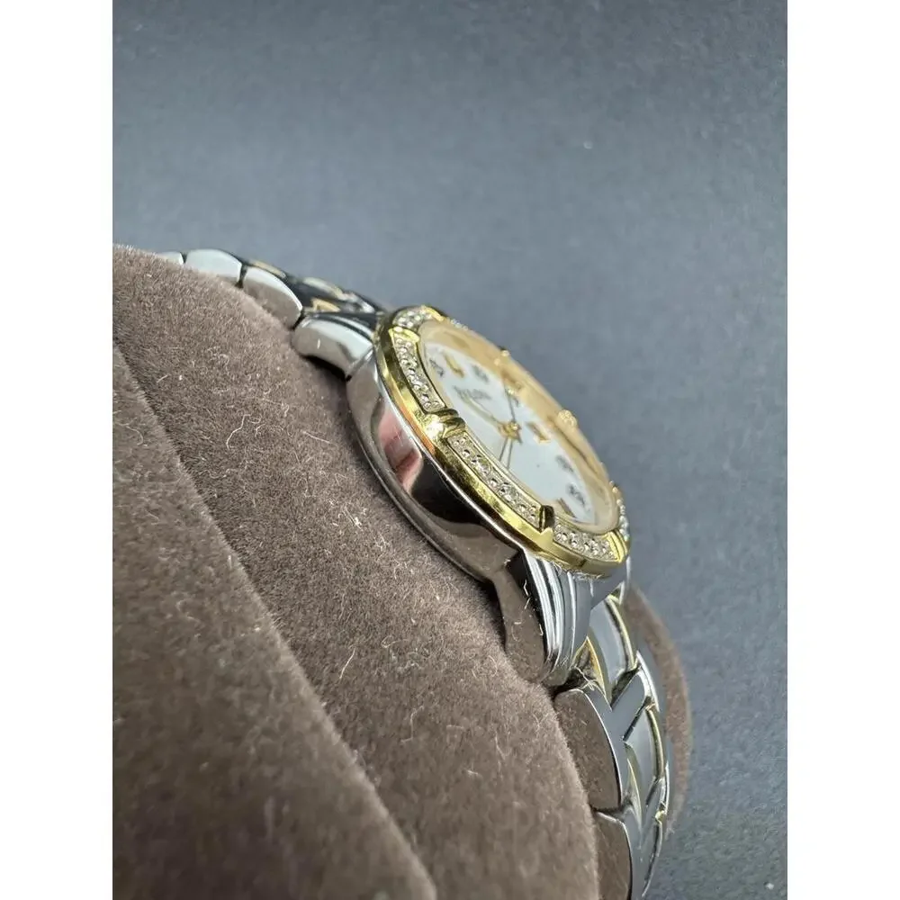 Bulova Watch Women 26mm Silver Gold Tone 98R107 MOP Diamond with New Battery  VG